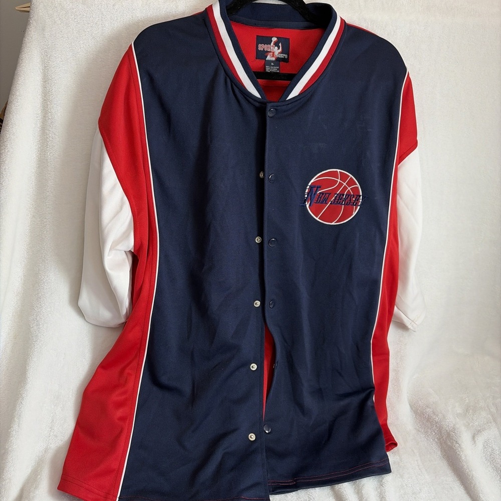 Sports4Men XL New Jersey Nets Button Up‎ Jersey NBA Basketball Vtg